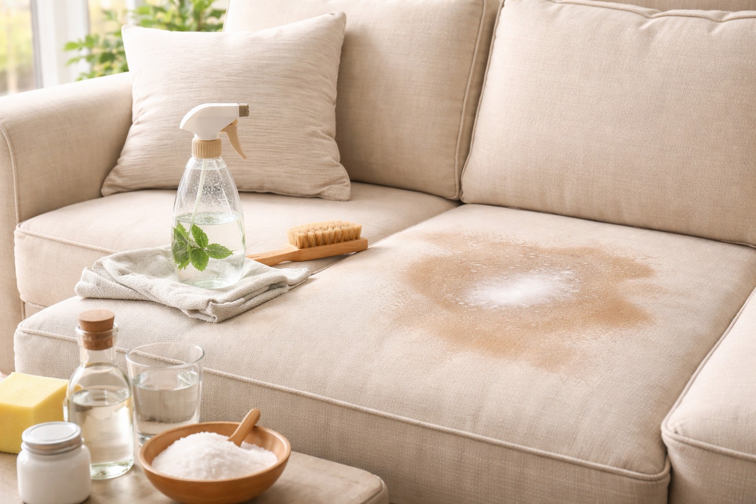 Effektive måter å redde favorittsofaen din fra flekker uten renseri