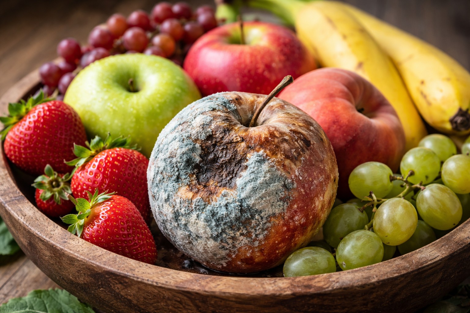 Derfor er det farlig å la smittet frukt ligge ved siden av frisk frukt